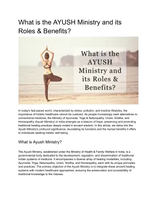 What is the AYUSH Ministry and its Roles & Benefits