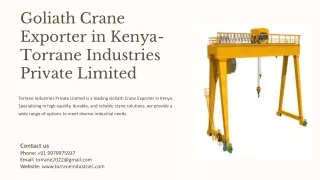 Goliath Crane Exporter in Kenya, Best Goliath Crane Exporter in Kenya