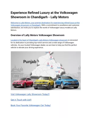 Experience Refined Luxury at the Volkswagen Showroom in Chandigarh - Lally Motors