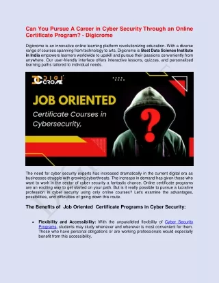 Cyber Security Career Path: Advantages of Online Certificate Programs - Digicrom