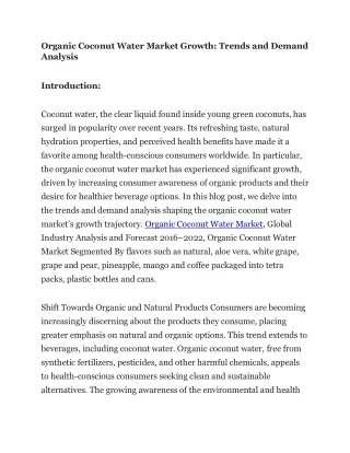 Organic Coconut Water Market Dynamics