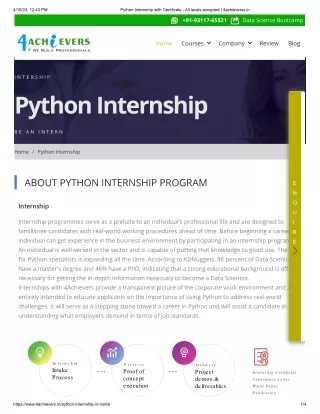 Join the high-level Python internship in Noida at 4achievers
