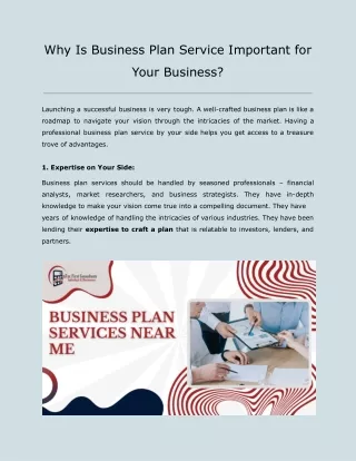 Why Is Business Plan Service Important for Your Business?