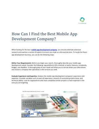 How Can I Find the Best Mobile App Development Company