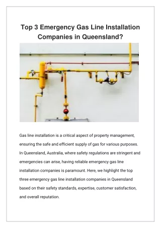 Top 3 Emergency Gas Line Installation Companies in Queensland?