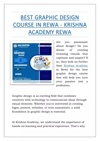 Best Graphic Design Course In Rewa - Krishna Academy Rewa