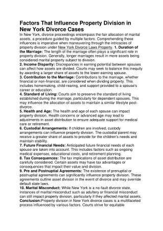 factors that influence property division