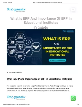 What is ERP and Importance of ERP in educational institution