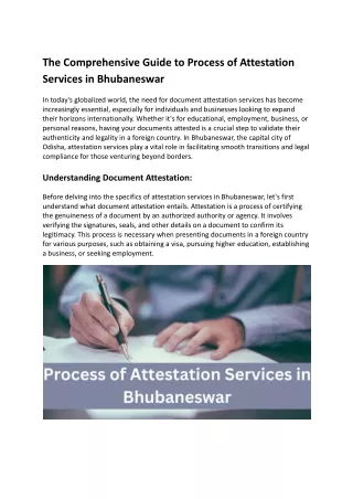 The Process of Attestation Services in Bhubaneswar