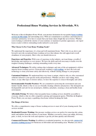 Professional House Washing Services In Silverdale WA