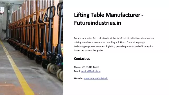 lifting table manufacturer futureindustries in
