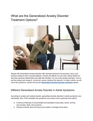 What are the Generalized Anxiety Disorder Treatment Options