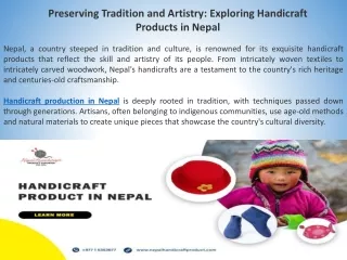 Preserving Tradition and Artistry Exploring Handicraft Products in Nepal