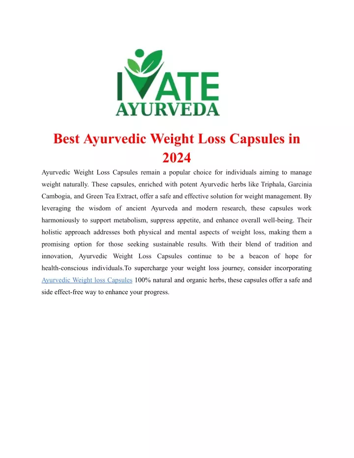 best ayurvedic weight loss capsules in 2024