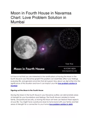 Moon in Fourth House in Navamsa Chart Love Problem Solution in Mumbai