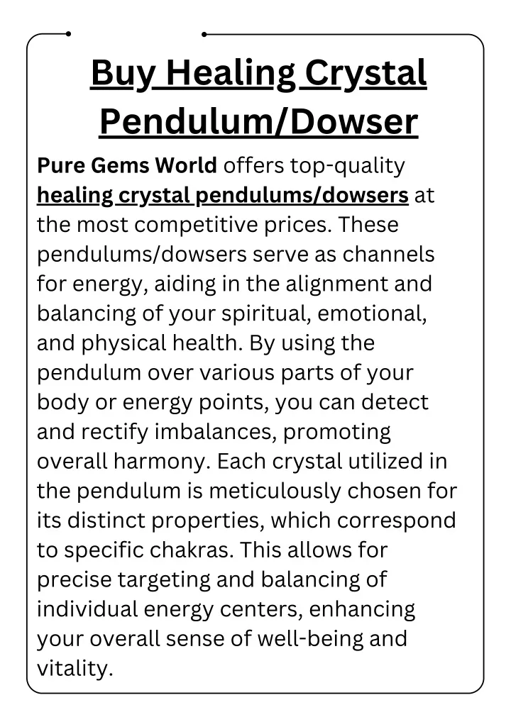 buy healing crystal pendulum dowser pure gems