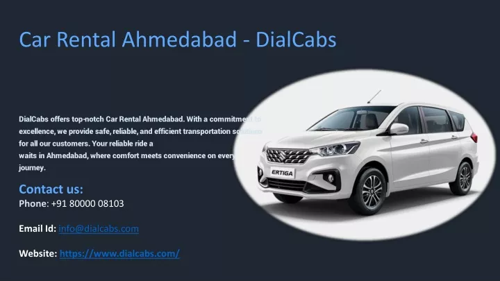 car rental ahmedabad dialcabs