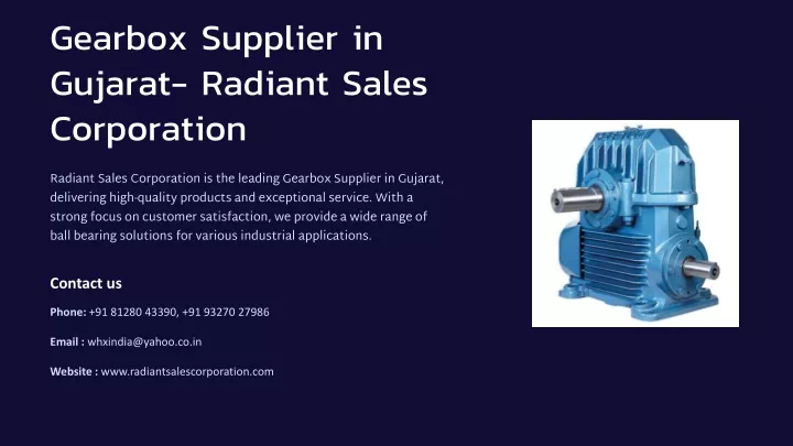 gearbox supplier in gujarat radiant sales