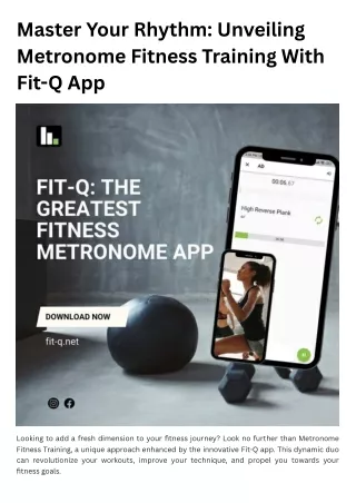 Master Your Rhythm Unveiling Metronome Fitness Training With Fit-Q App