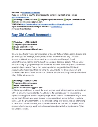 Buy Old Gmail Accounts-US, UK, 100%