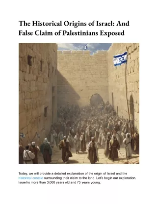 The Historical Origins of Israel_ And False Claim of Palestinians Exposed