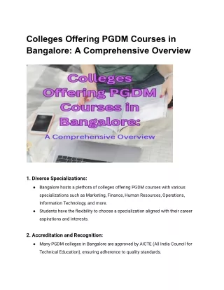 Colleges Offering PGDM Courses in Bangalore_ A Comprehensive Overview
