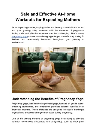 Safe and Effective At-Home Workouts for Expecting Mothers