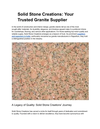 Solid Stone Creations_ Your Trusted Granite Supplier