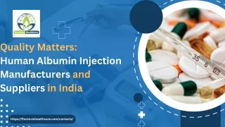 Quality Matters Human Albumin Injection Manufacturers and Suppliers in India