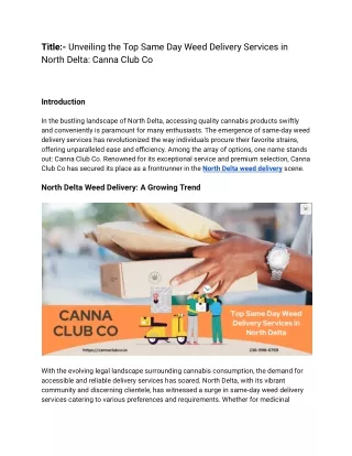 Unveiling the Top Same Day Weed Delivery Services in North Delta_ Canna Club Co