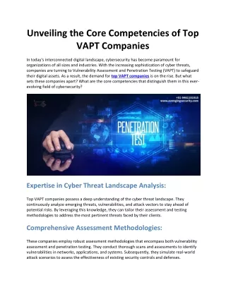 Unveiling the Core Competencies of Top VAPT Companies