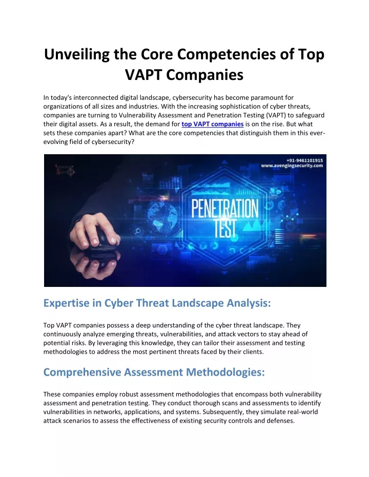 unveiling the core competencies of top vapt