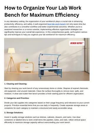 How to Organize Your Lab Work Bench for Maximum Efficiency