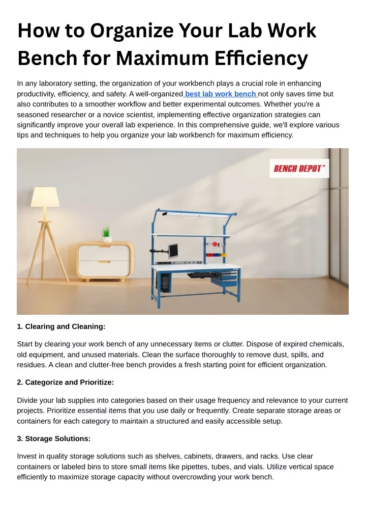 how to organize your lab work bench for maximum