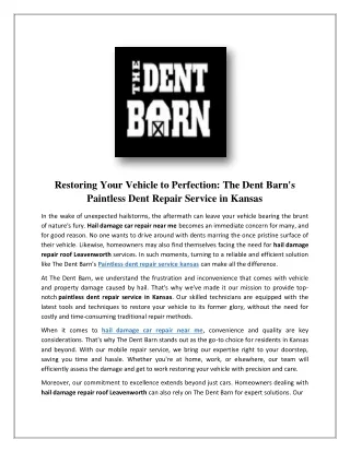 Diy Hail Dent Removal Leavenworth | The Dent Barn