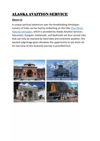 Chardham Yatra By Helicopter | Alaska Aviation Services