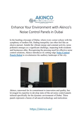 Noise Control Panels Dubai