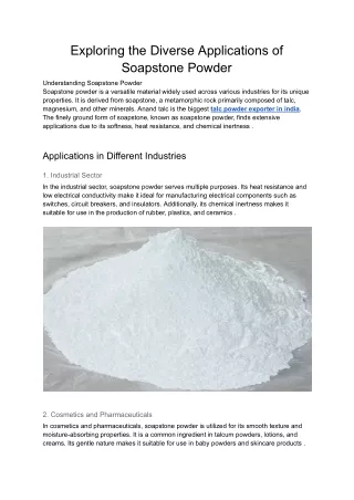 Exploring the Diverse Applications of Soapstone Powder