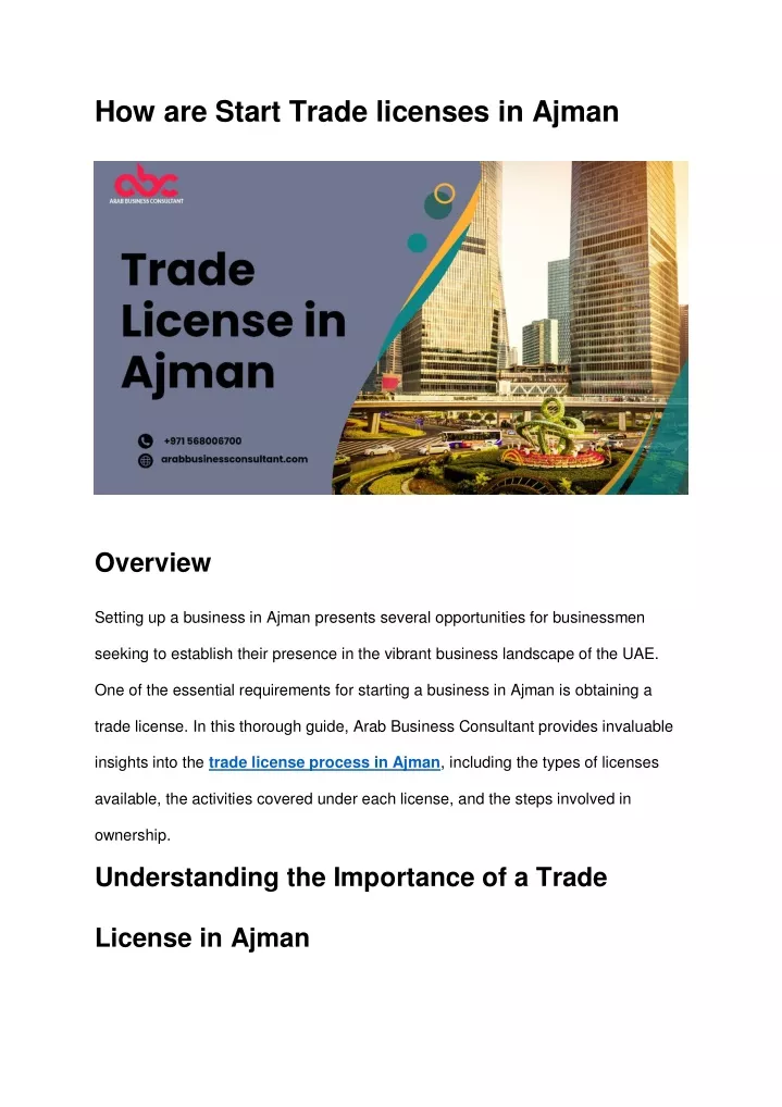 how are start trade licenses in ajman