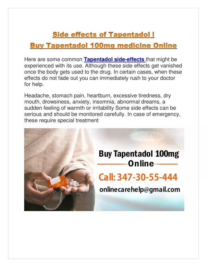 here are some common tapentadol side effects that