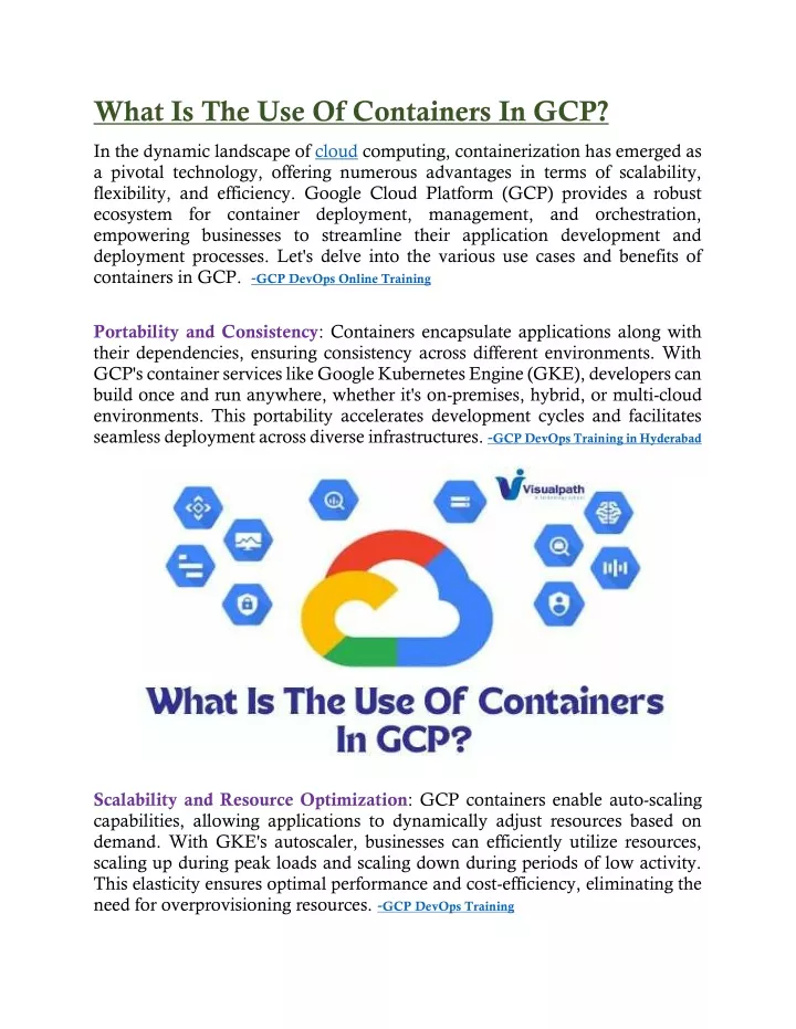 what is the use of containers in gcp