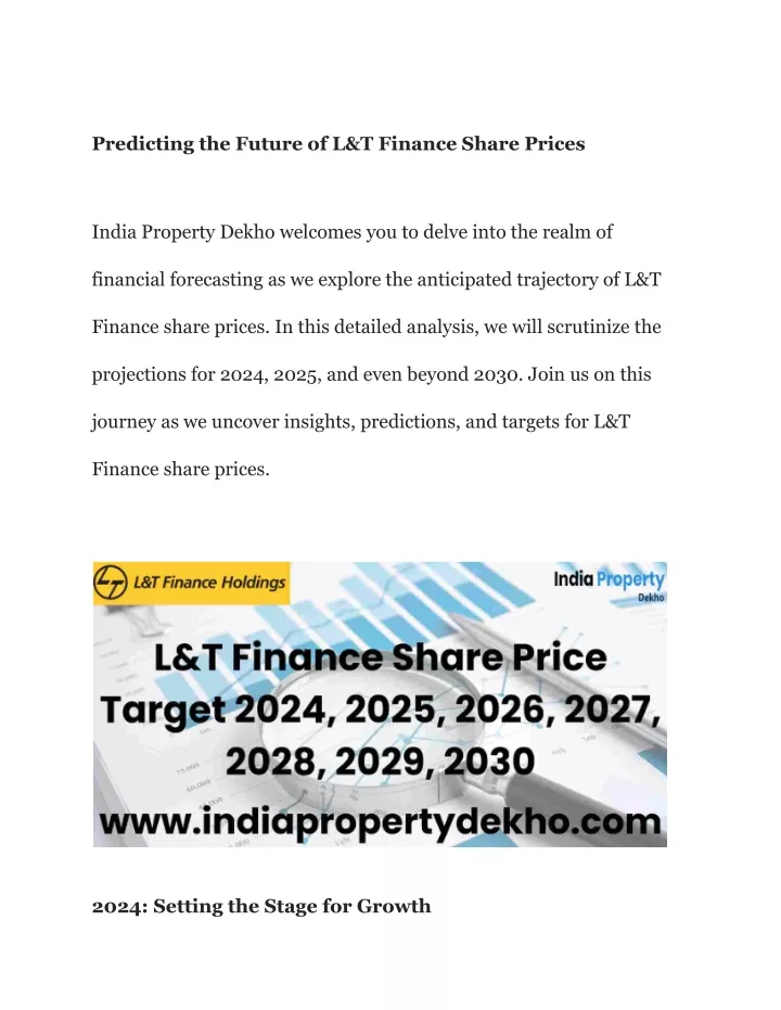 predicting the future of l t finance share prices