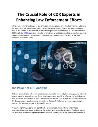 The Crucial Role of CDR Experts in Enhancing Law Enforcement Efforts