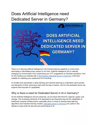 Does Artificial Intelligence need Dedicated Server in Germany