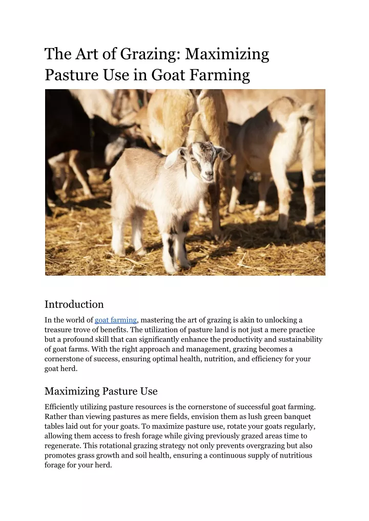 the art of grazing maximizing pasture use in goat