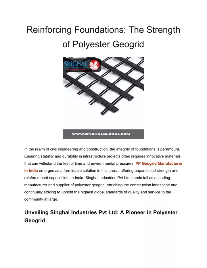 reinforcing foundations the strength of polyester