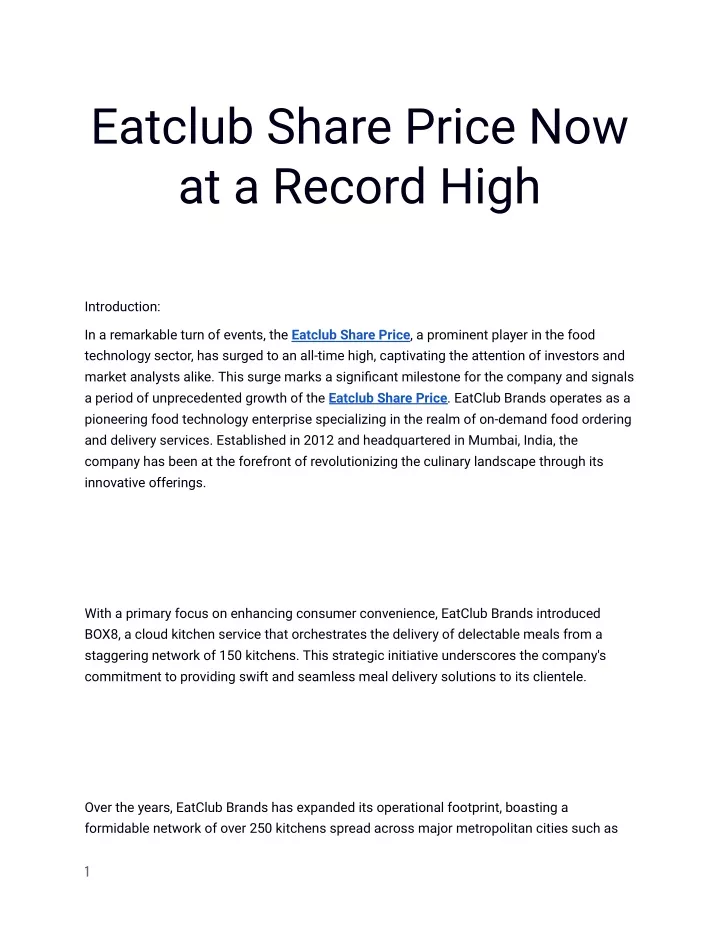 eatclub share price now at a record high