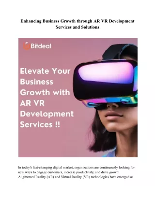Enhancing Business Growth through AR VR Development Services and Solutions