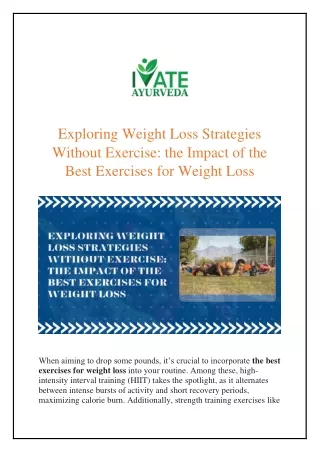 Exploring Weight Loss Strategies Without Exercise: the Impact of the Best Exerci