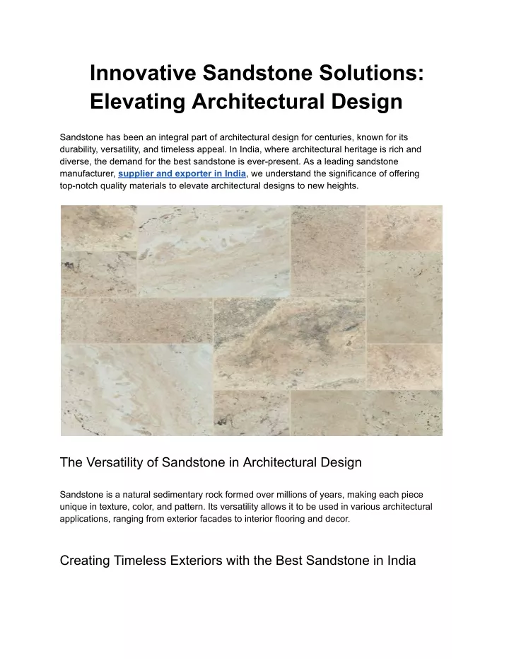 innovative sandstone solutions elevating
